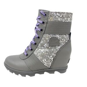 Sorel Lexie Glitter Wedge Lace Up Ankle Boots 3